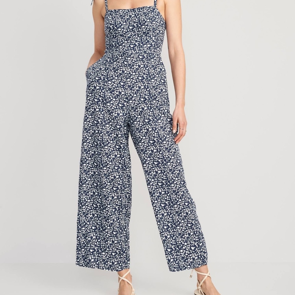 Old Navy Blue Floral Jumpsuit